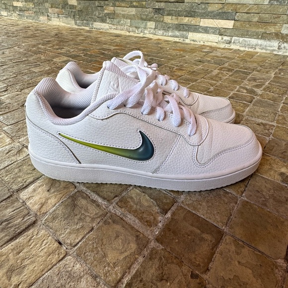 Nike Other - Nike White Sneakers with blue green  Swoosh